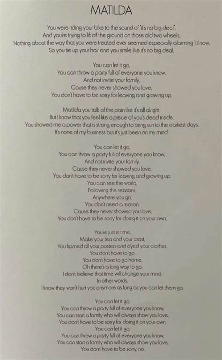 LYRICS: Harry Styles Matilda